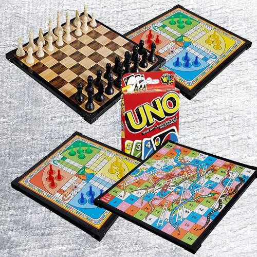 Exclusive 2 in 1 Wooden Board Game with Mattel Uno Card Game