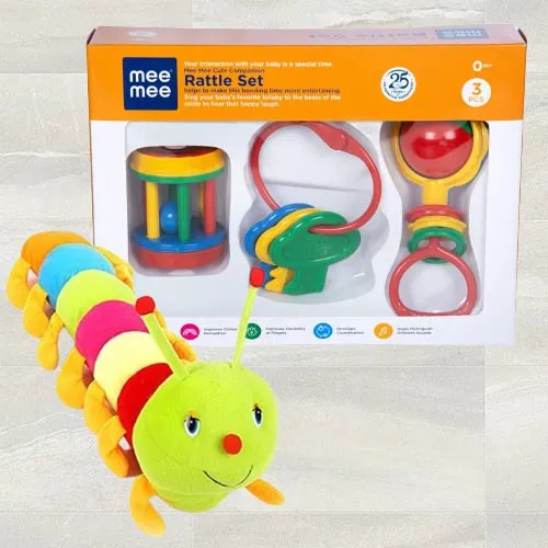 Exclusive Mee Mee Fish Teether Rattles N Caterpillar Soft Toy