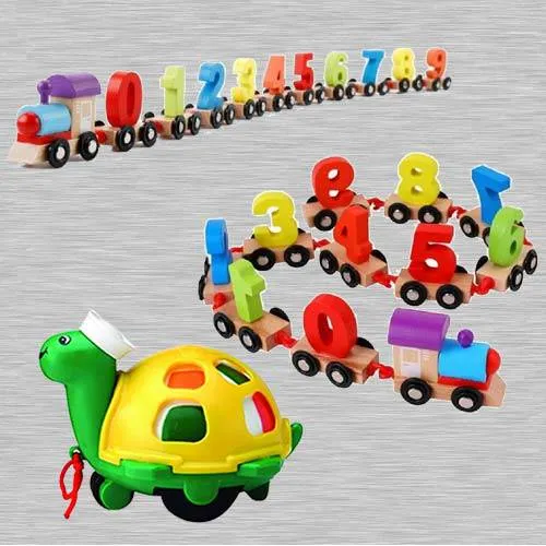 Marvelous Wooden Digital Train n Funskool Twirlly Whirlly Turtle