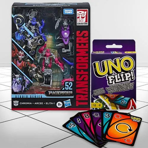 Wonderful Transformers Action Figure N Mattel Uno Flip Side Game