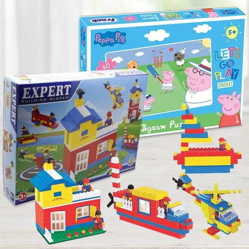 Wonderful Building Blocks N Frank Peppa Pig Lets Go Play Cricket Puzzle