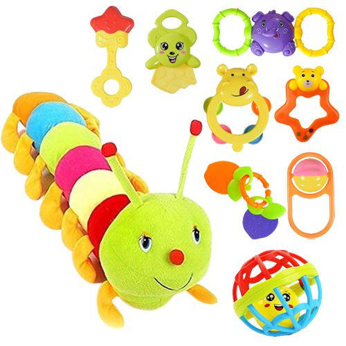 Ultra Soft Caterpillar Toy with Rattle Set for Kids
