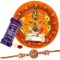 Rakhi Thali N 1 Dairy Milk with One Rakhi