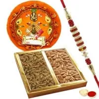 Rakhi Thali with Rakhi and Dry Fruits