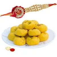 Impressive One Rakhi with Delisious Kesar peda of 500 gm