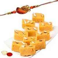 Scintillating Selection of 1 Rakhi with Yummy Mysore Pak of 500 gm