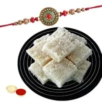 Mouth-Watering Coconut Barfi Pack of 500 gm with 1 Fancy Rakhi
