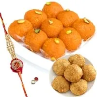 Boondi Ladoo wth Kachori and Rakhi