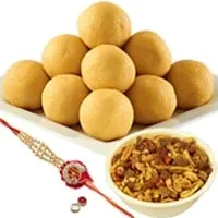 Rakhi With Mix Namkeen And Besan ladoo