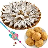 Rakhi with Kachori And Kaju Katli