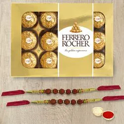 Divine Rudraksha Rakhi with Ferrero Rocher	