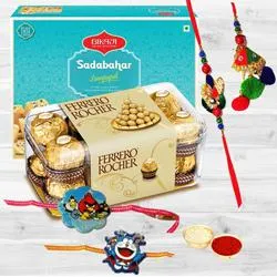 Ferrero Rocher with Bikaji Soan Papdi n Family Rakhi Set