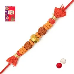 Golden Tie Rudraksha Rakhi<br>