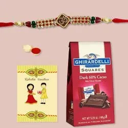 Ethnic Rakhi with Ghiradelli Chocolates n Rakhi Card