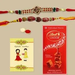 Ethnic Rakhi Pair with Lindt Chocolates n Card