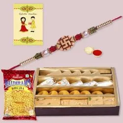 Designer Rakhi with Assorted Sweets n Haldirams Bhujia