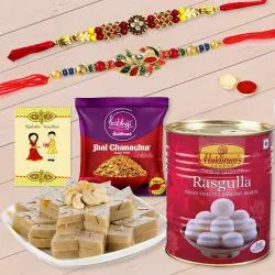 Classy Rakhi Set of 2 with Haldiram Sweets n Snacks