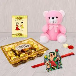 Fancy Kids Rakhi with Teddy Bear n Ferrero Rocher