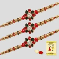 Elegant Diamond Rakhi Set with Roli, Chawal n Card