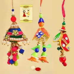 Charming Threesome Bracelet Rakhi with Free Roli Chawal N Card