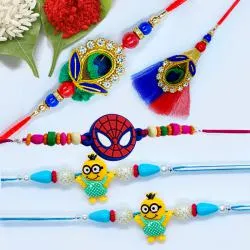 Lovely Set of Family Rakhi with a Sweet Kids Rakhi