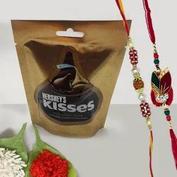 Attractive Pair of Rakhi with Hersheys Kisses Chocolates