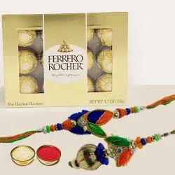 Elegant Bhaiya Bhabhi Rakhi with 12pc Ferrero Rocher Pack