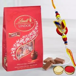Trendy Rakhi with Lindt Chocolates, Roli Tika n Card