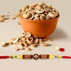 Wonderful Rakhi with Crunchy Cashews, Roli Tilak n Card