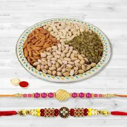 Elegant Pair of Rakhi with Assorted Dry Fruits