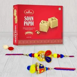 Trendy Bhaiya Bhabhi Rakhi with Soan Papdi from Haldirams