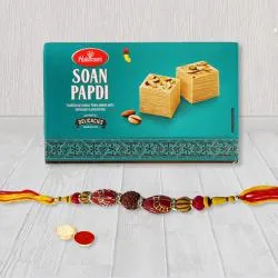 Showy Rakhi with Haldiram Soan Papdi