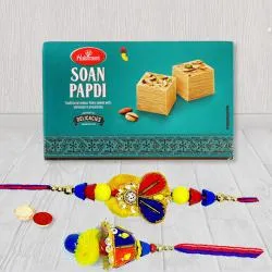 Classy Bhaiya Bhabhi Rakhi with Haldiram Soan Papdi