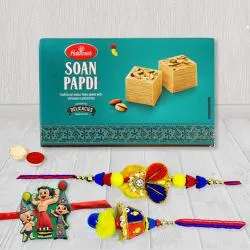 Elegant Family Set Rakhi N Haldiram Soan Papdi Gift Combo