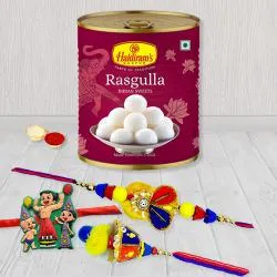 Beautiful Family Rakhi Set with Rasgulla from Haldirams