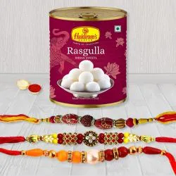 Pious Rakhi Set of 3 with Haldiram Rasgulla