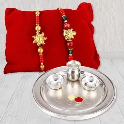 Superb Pair of Rakhi with Pooja Thali