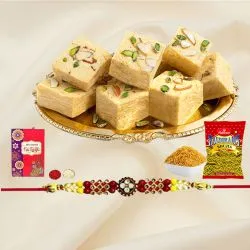 Lovely Rakhi with Haldiram Bhujia n Soan Papdi