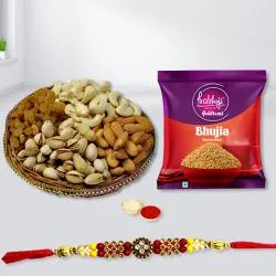 Classy Gift of Rakhi with Dry Fruits N Haldiram Bhujia