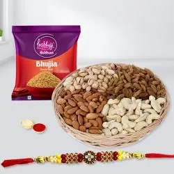 Delightful Gift of Rakhi with Dry Fruits n Bhujia