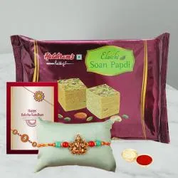 Classic Gift of Rakhi with Pack of Soan Papdi