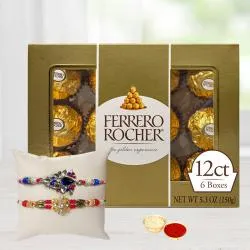 Yummy Ferrero Rocher Pack with 2 Lovely Rakhi Set