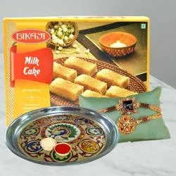 Sumptuous Milk Cake with Rakhis N Puja Thali