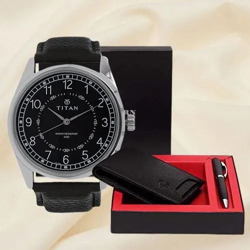 Stylish Titan Watch with Wildhorn Wallet n Pen Set