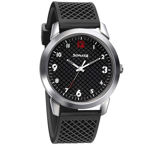 Charming Sonata Analog Black Dial Mens Watch