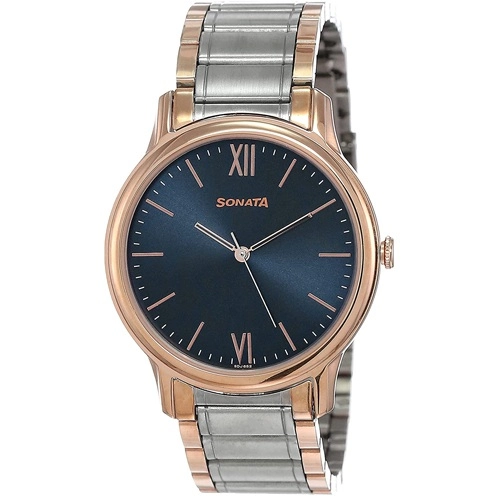 Trendy Sonata Beyond Gold Analog Blue Dial Mens Watch