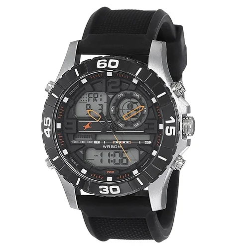 Elegant Fastrack Autumn Winter 19 Analog Digital Orange Dial Gents Watch