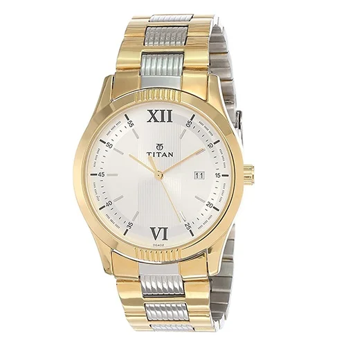 Splendid Titan Two Toned Stainless Steel Strap Mens Watch