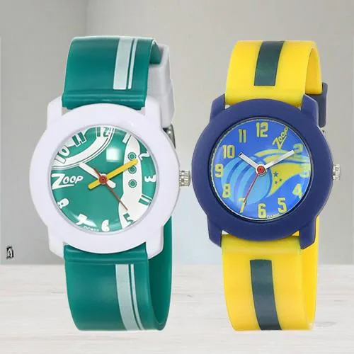 Wonderful Zoop Analogue Green N Multicolor Kids Watch