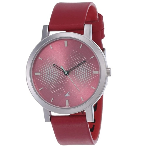 Impressive Fastrack Sunburn Round Pink Dial Ladies Watch